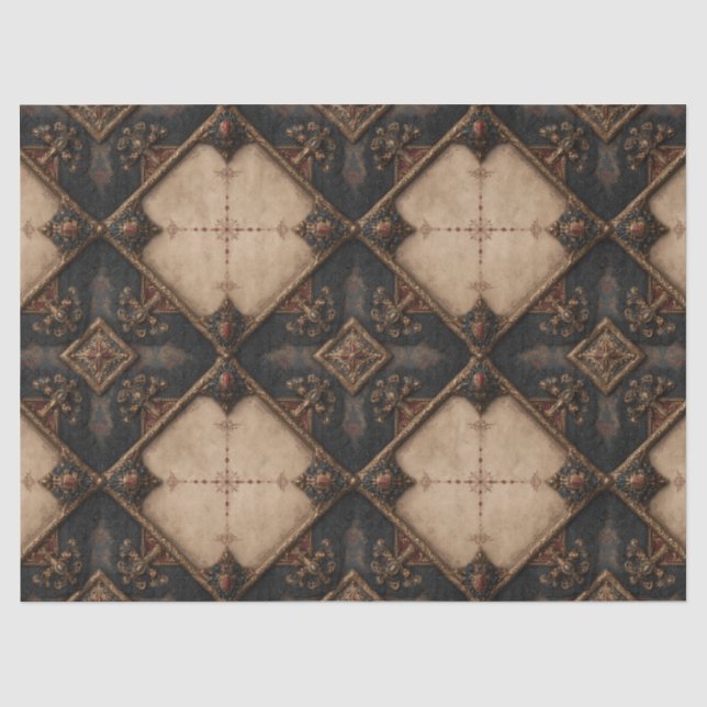 Papel De Seda Patrón de Talla de Madera Gótica (4) (Anverso)