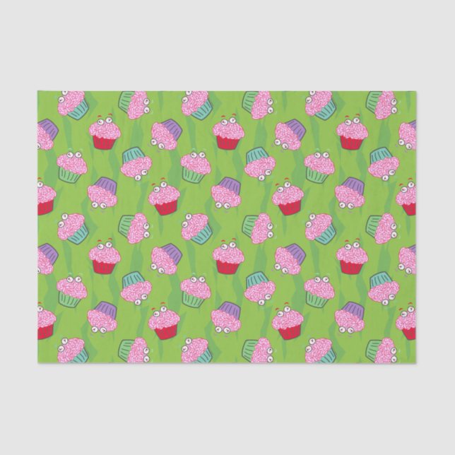 Papel De Seda Patrón de tarta cerebral zombi (Anverso)