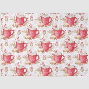 Papel De Seda Patrón de Taza de Cacao de Navidad Rojo