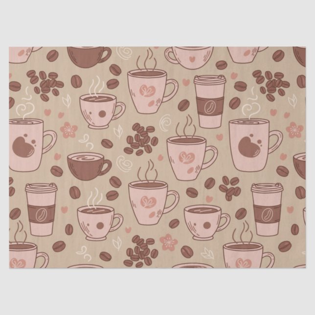 Papel De Seda Patrón de taza de café acogedor (7) (Anverso)