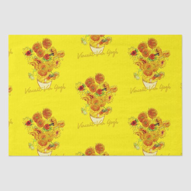 Papel De Seda Patrón de tejido de girasoles por Vincent van Gogh (Anverso)