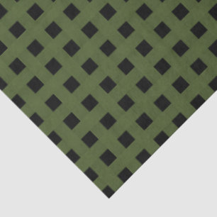 Papel De Seda Patrón de Tejido Verde Negro