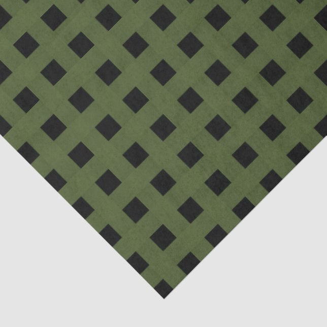 Papel De Seda Patrón de Tejido Verde Negro (Detalle)