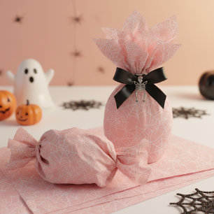 Papel De Seda Patrón de telaraña de Halloween suave rosa blanco