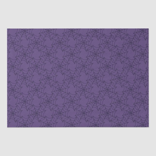 Papel De Seda Patrón de telarañas moradas y negras Halloween (Anverso)