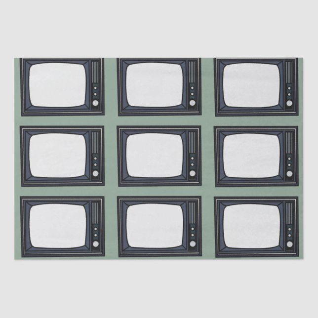 Papel De Seda Patrón de televisión retro clásico antiguo de la t (Anverso)