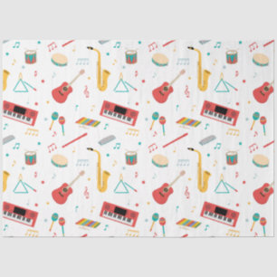 Papel De Seda Patrón de tema musical de instrumentos musicales