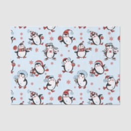 Papel De Seda Patrón de temporada de invierno de pingüino lindo