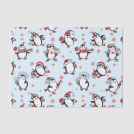 Papel De Seda Patrón de temporada de invierno de pingüino lindo