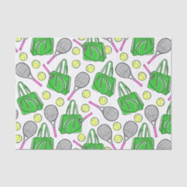 Papel De Seda Patrón de tenis preppy / Raquetas rosadas y bolsas