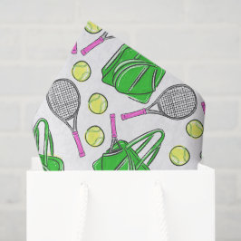 Papel De Seda Patrón de tenis preppy / Raquetas rosadas y bolsas