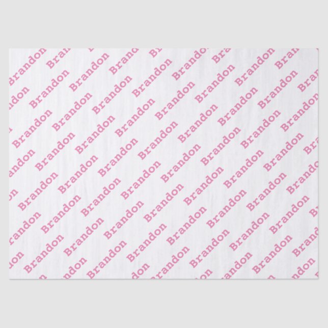 Papel De Seda Patrón de texto de cumpleaños rosa/blanco (Anverso)