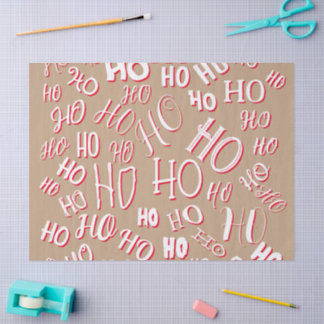 Papel De Seda Patrón de texto de Navidad HO HO HO blanco rojo ma