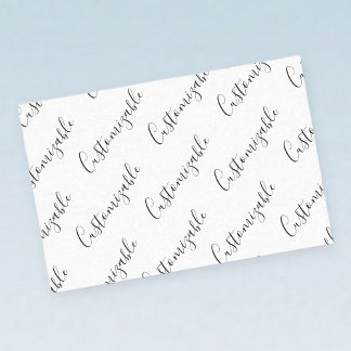 Papel De Seda Patrón de texto Scrip moderno editable | Blanco y 