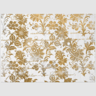 Papel De Seda Patrón de textura de escritura damasco dorado blan