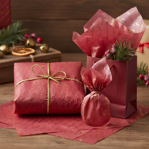 Papel De Seda Patrón de tipografía de Navidad Red Gold #36 ID100