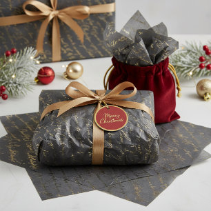 Papel De Seda Patrón de tipografía navideña 'Oro Negro' #36 ID10