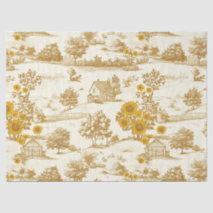 Papel De Seda Patrón de toile campestre de girasol rústico dorad