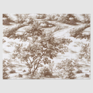 Papel De Seda Patrón de Toile de Calabaza de Granja en Sepia Rús