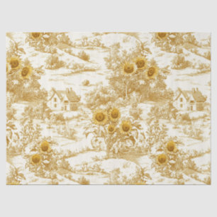 Papel De Seda Patrón de Toile de Girasol de Granja de Oro Cálido