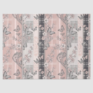 Papel De Seda Patrón de toile de mariposa botánica vintage (10)