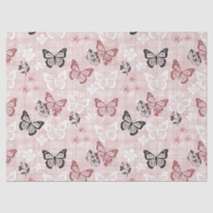 Papel De Seda Patrón de toile de mariposa botánica vintage (2)
