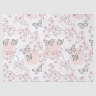 Papel De Seda Patrón de toile de mariposa botánica vintage (8)