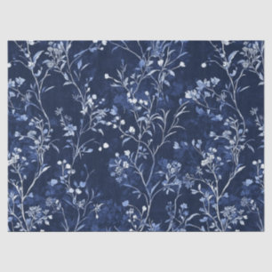 Papel De Seda Patrón de toile floral vintage azul (10)