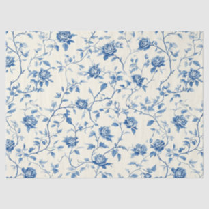 Papel De Seda Patrón de toile floral vintage azul (3)