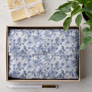 Papel De Seda Patrón de toile vintage floral azul