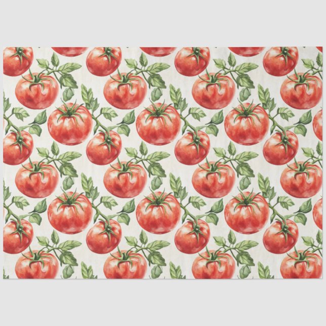 Papel De Seda Patrón de Tomate Acuarela (Anverso)