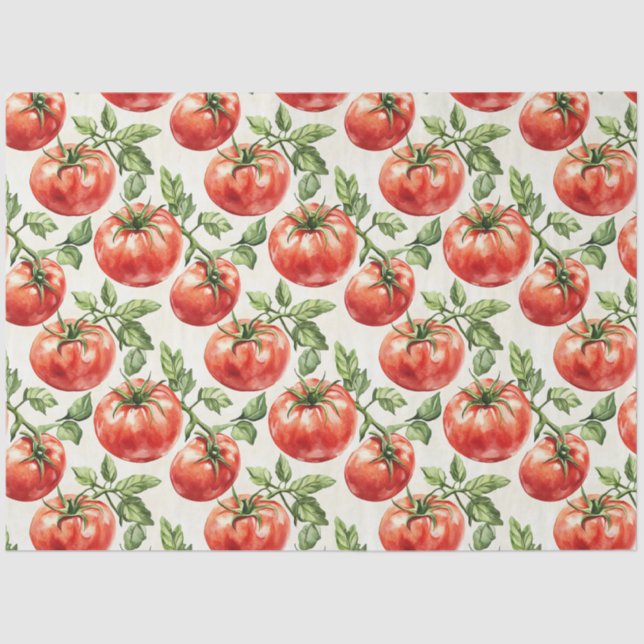 Papel De Seda Patrón de tomate de color acuático (Anverso)