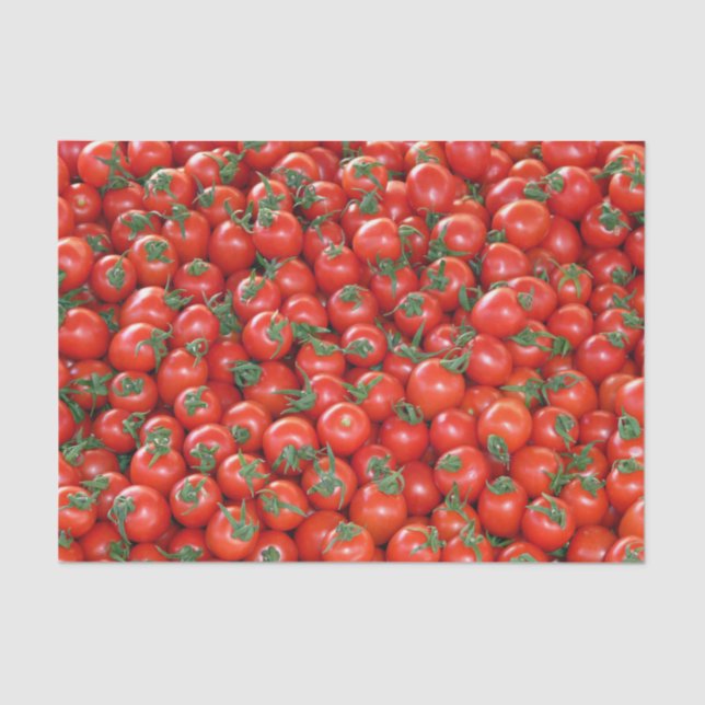 Papel De Seda Patrón de tomates de cerezo rojo (Anverso)