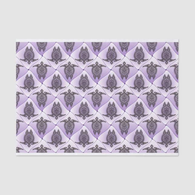 Papel De Seda Patrón de tortugas marinas chamánicas - violeta (Anverso)