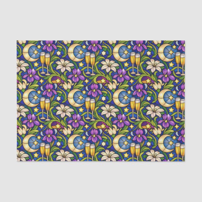 Papel De Seda Patrón de Tostada del Jardín Celestial (Anverso)