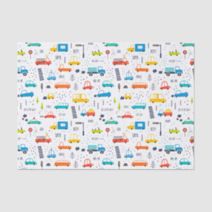 Papel De Seda Patrón de tráfico de coches de colores reducidos