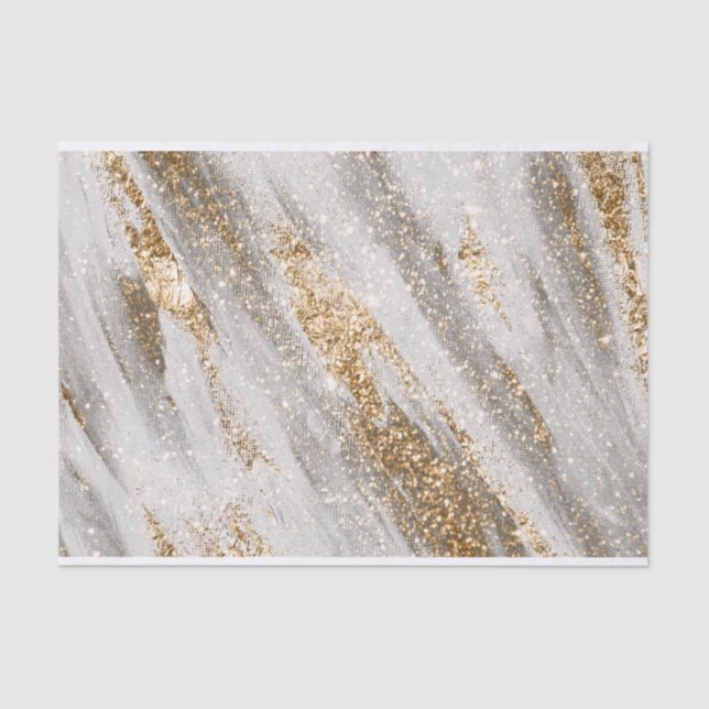 Papel De Seda Patrón de trazos de pintura dorada (Anverso)
