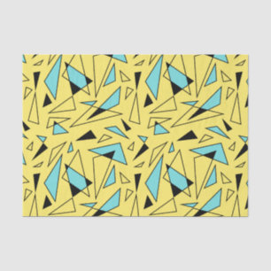 Papel De Seda Patrón de triángulos - Amarillo y turquesa