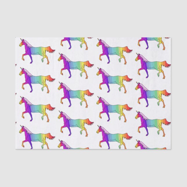 Papel De Seda Patrón de Unicornio Arcoíris (Anverso)