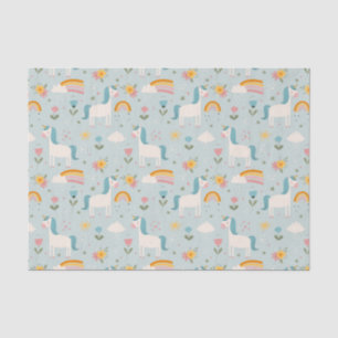 Papel De Seda Patrón de Unicornio de arcoiris pastel