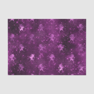 Papel De Seda Patrón de Unicornios con Glitter Glam Ombre Púrpur