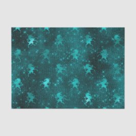 Papel De Seda Patrón de Unicornios con Glitter Glam Ombre Verde 