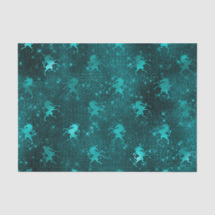 Papel De Seda Patrón de Unicornios con Glitter Glam Ombre Verde