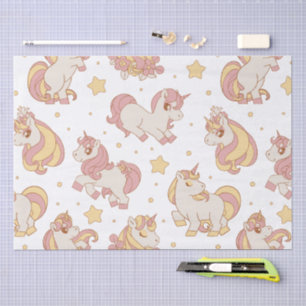 Papel De Seda Patrón de Unicornios y Estrellas Celestiales