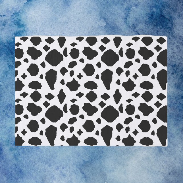 Papel De Seda Patrón de vaca en blanco y negro (Tissue paper with a black and white cow pattern.)