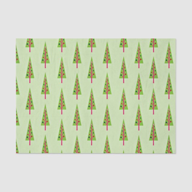 Papel De Seda Patrón de vacaciones de árbol de Navidad (Anverso)