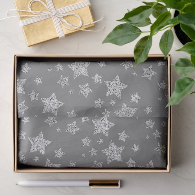 Papel De Seda Patrón de vacaciones de los Navidades Sparkly Silv (Regalo )