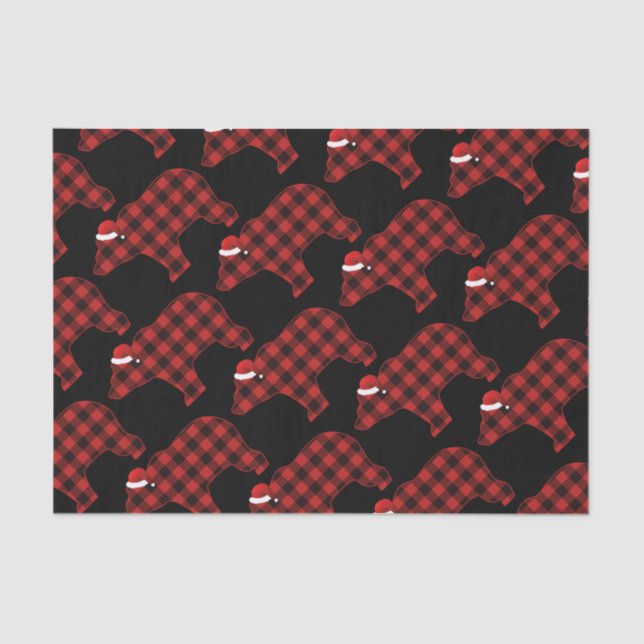 Papel De Seda Patrón de vacaciones de Navidades de silueta de os (Anverso)