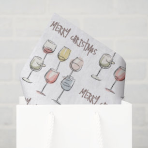 Papel De Seda Patrón de vaso de vino con garabatos Merry Christm