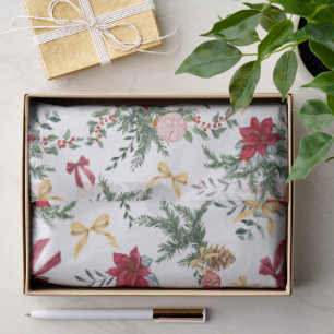 Papel De Seda Patrón de vegetación botánica de Navidades elegant